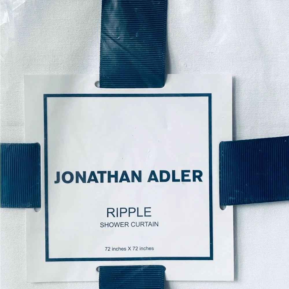 Jonathan Adler Ripple Shower Curtain in Blue and White